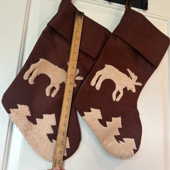 Moose Christmas Stocking by Bon-Ton set of 2 brown and cream color - Picture 3 of 8